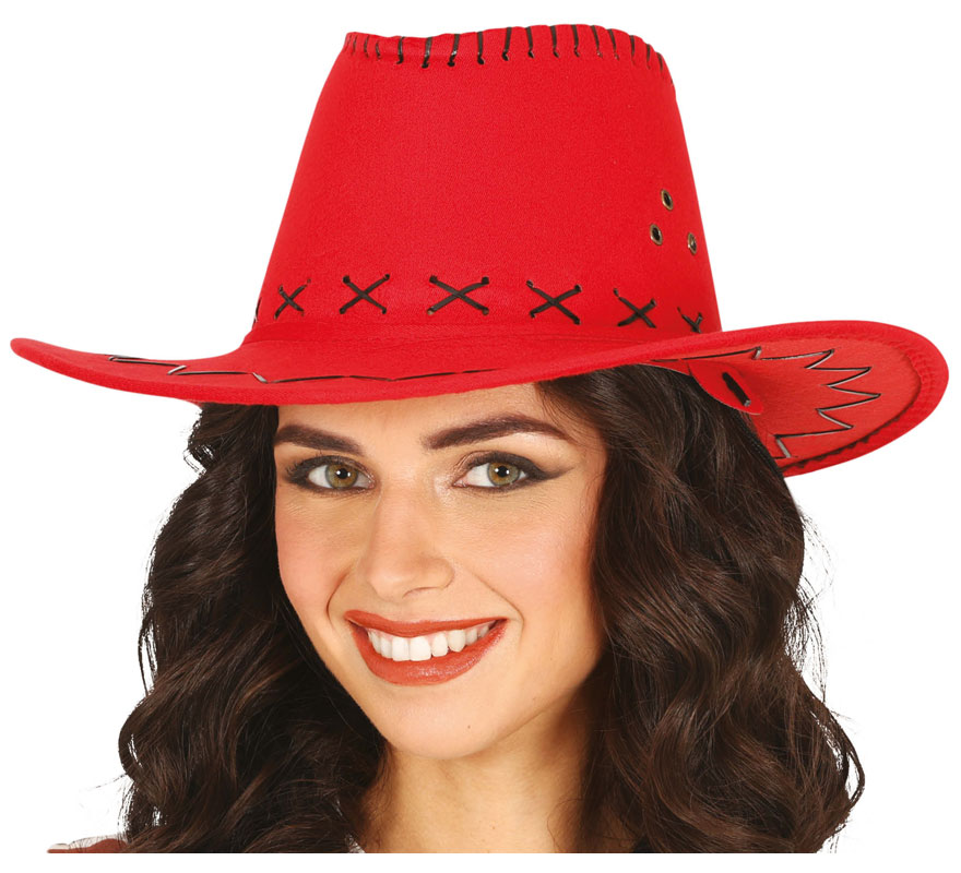 Chapéu de cowboy de couro sintético em várias cores para adulto