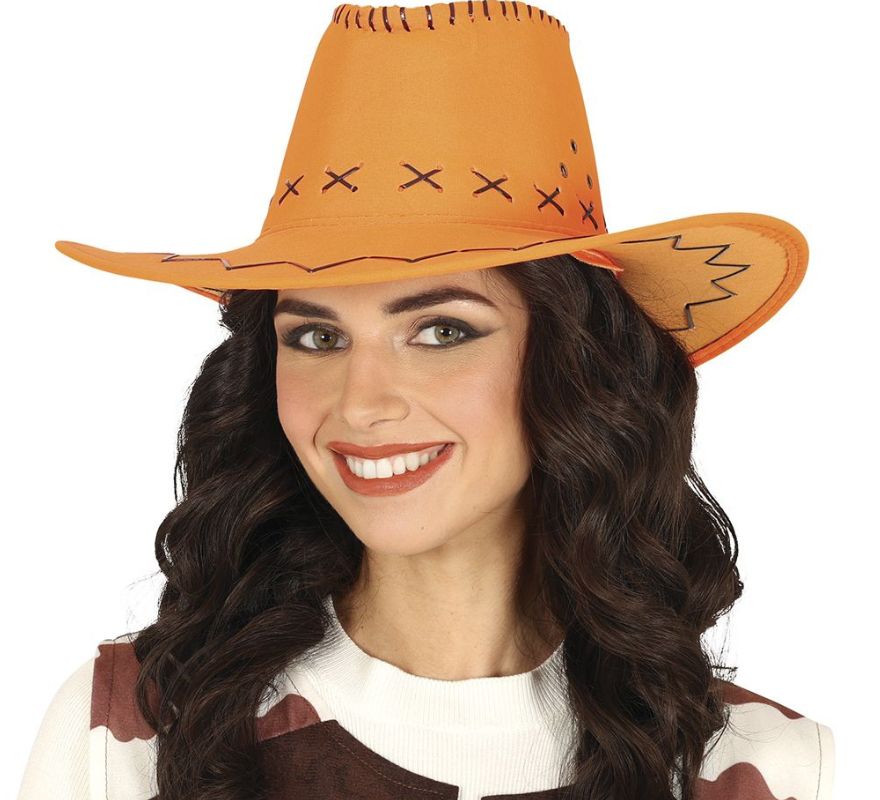Chapéu de cowboy de couro sintético em várias cores para adulto