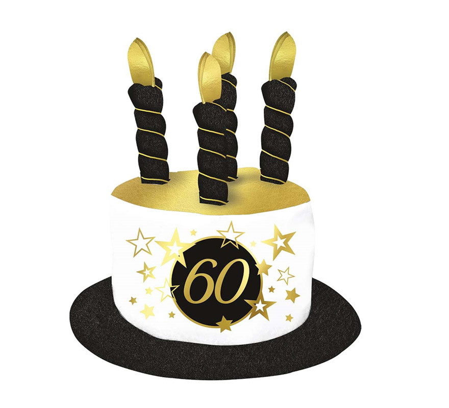 Hat with Black and White Candles for 60 Years Birthdays and Anniversaries