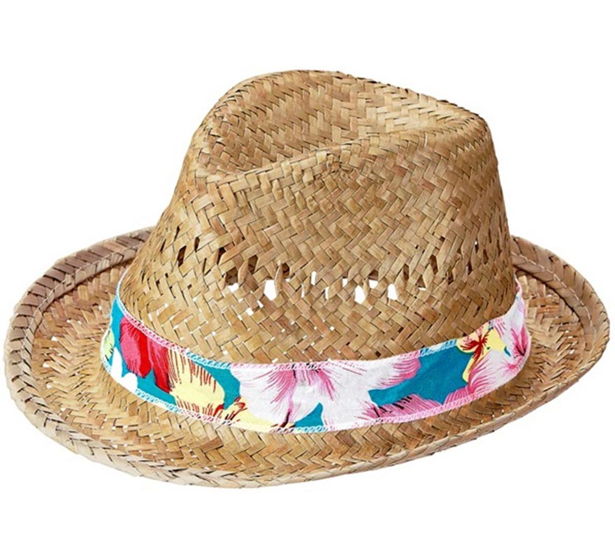 Chapéu de verão com faixa de flores para adultos