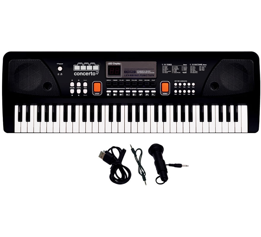 Teclado Electrónico de 61 Teclas con Micrófono USB negro