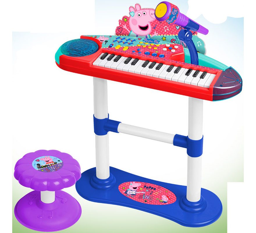 Teclado Musical con Micrófono, Pie y Banqueta Peppa Pig