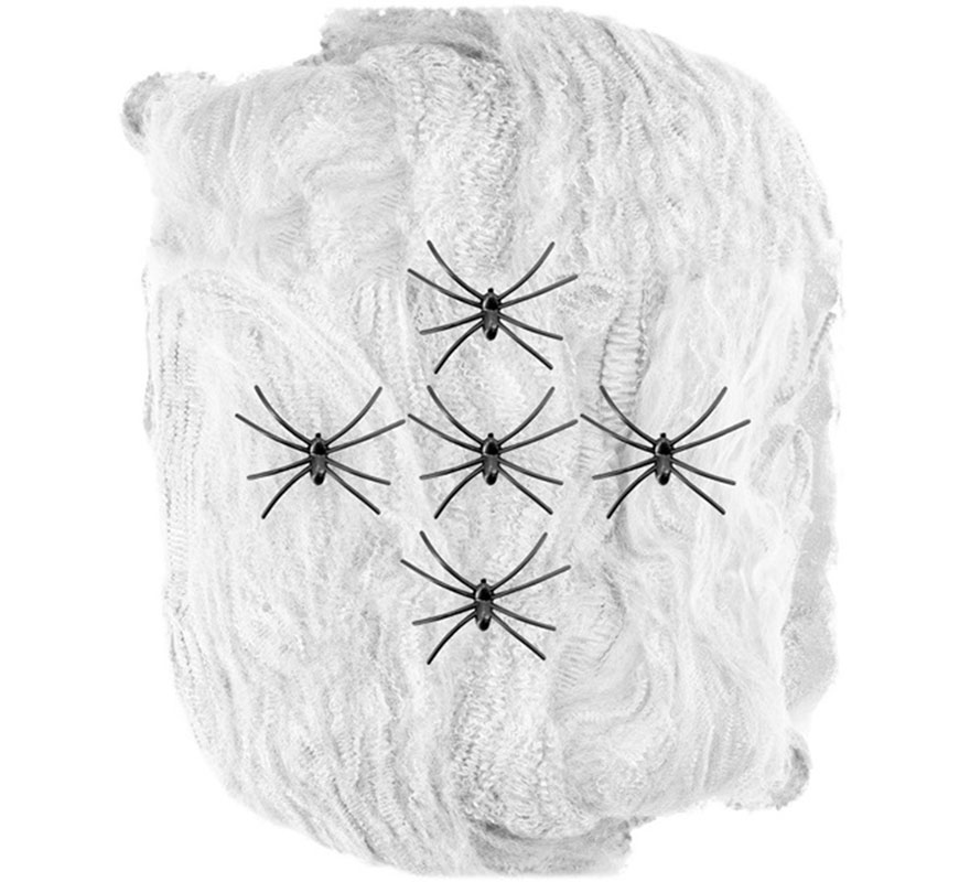 100g white spider web with 5 spiders