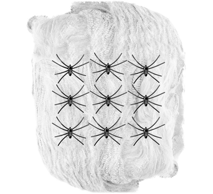 200g white spider web with 9 spiders 200g white spider web with 9 spiders