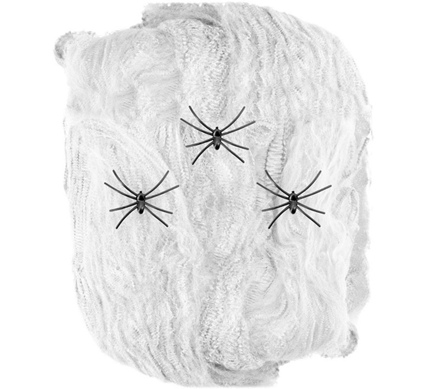 50g white spider web with 3 spiders 50g white spider web with 3 spiders