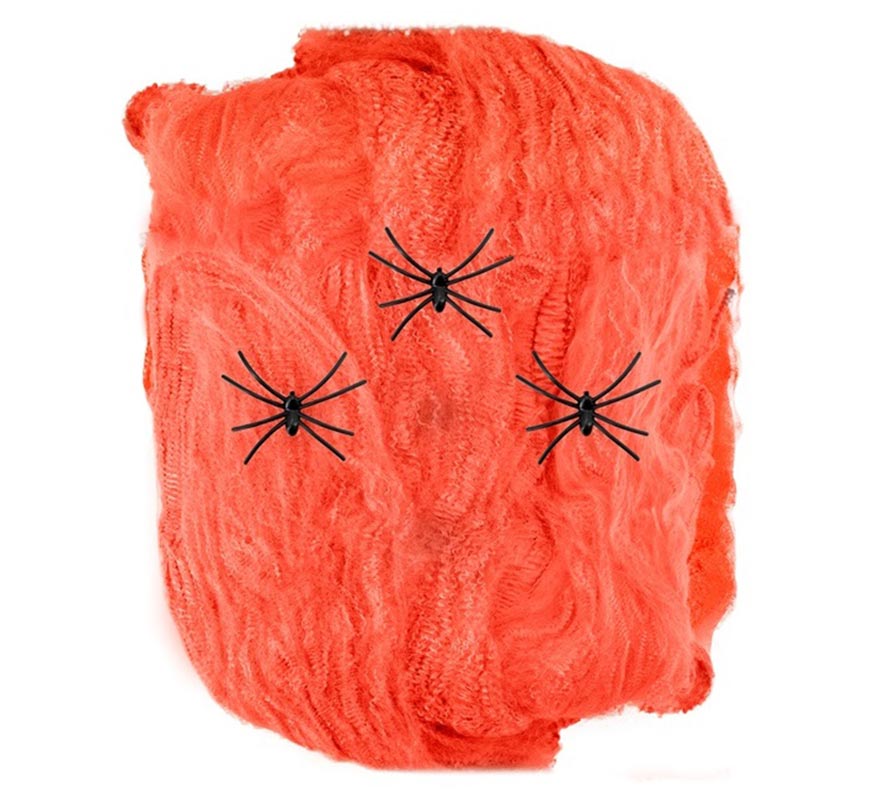 Telaraña de 50 gr naranja con 3 Arañas