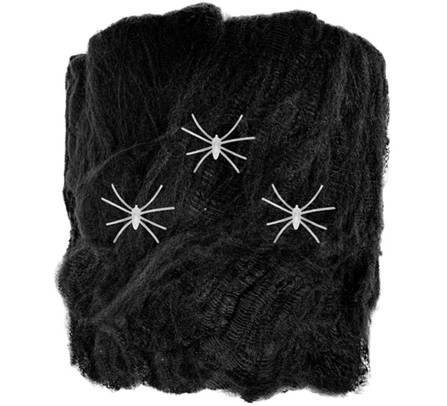50g Black Spider Web with 3 Fluorescent Spiders 50g Black Spider Web with 3 Fluorescent Spiders