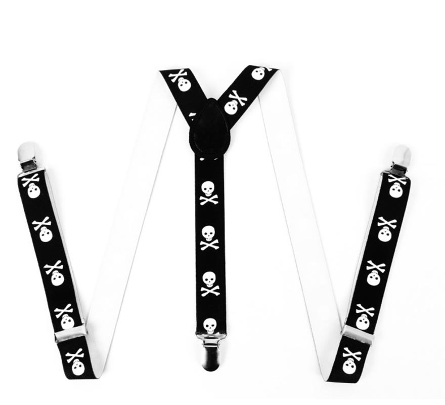 Adult Black Skull Suspenders