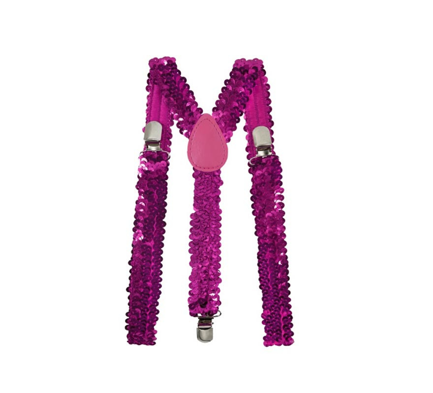 Dark fuchsia suspenders with sequins