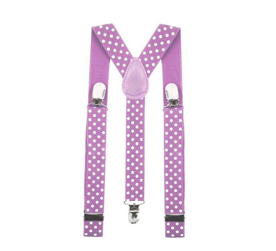 Pink braces with white polka dots for adults