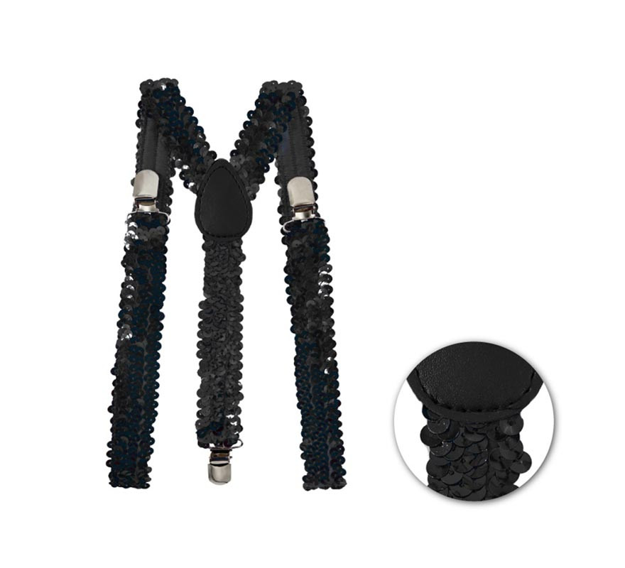 Black suspenders with sequins