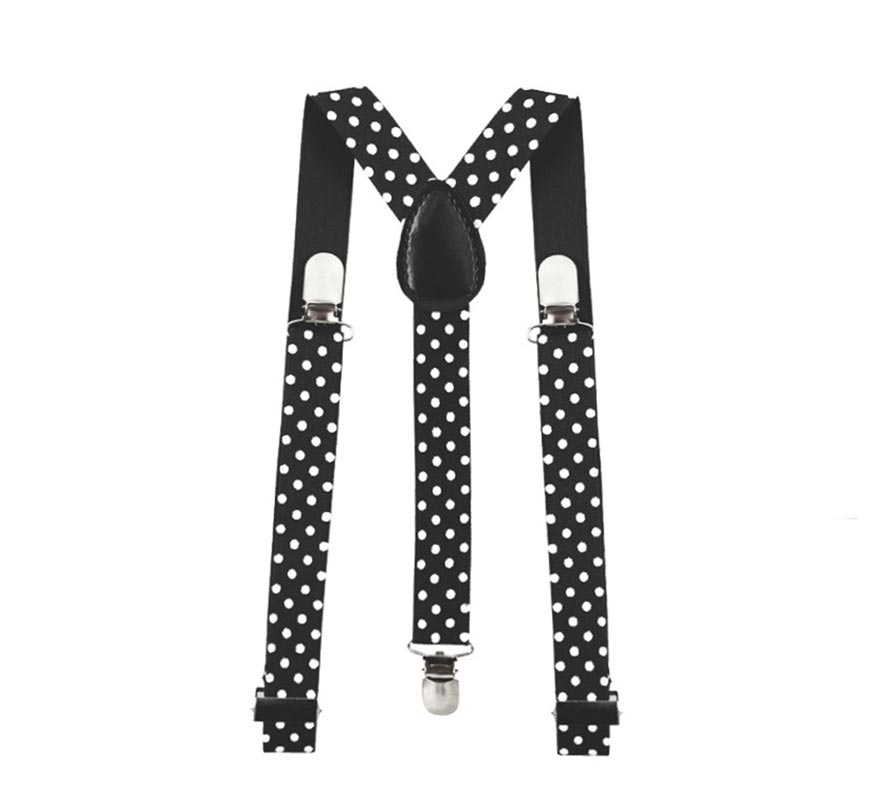 Black braces with white polka dots for adults