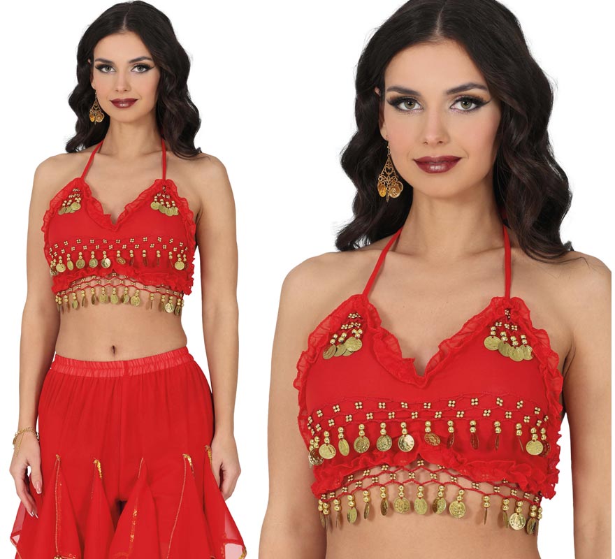 Top de Monedas rojo para mujer