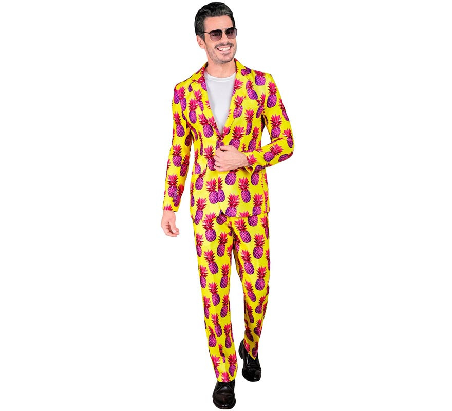 Men's Printed Yellow Party Fun Suit