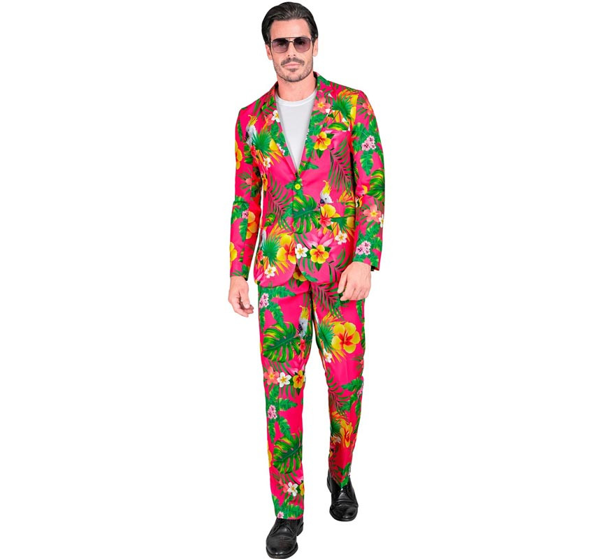 Funny Tropical Fuchsia Party Suit for Men