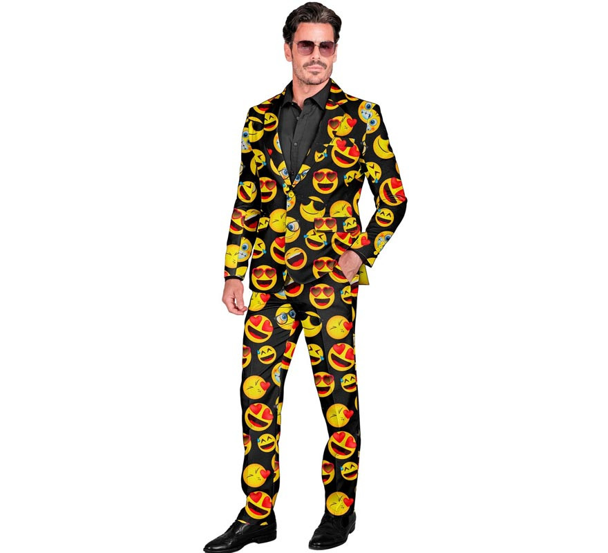 Funny Black Emojis Party Suit for Men