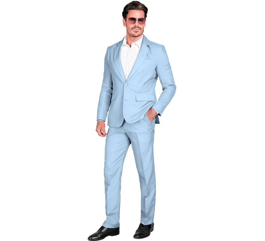 Elegant light blue Mister funny suit for men