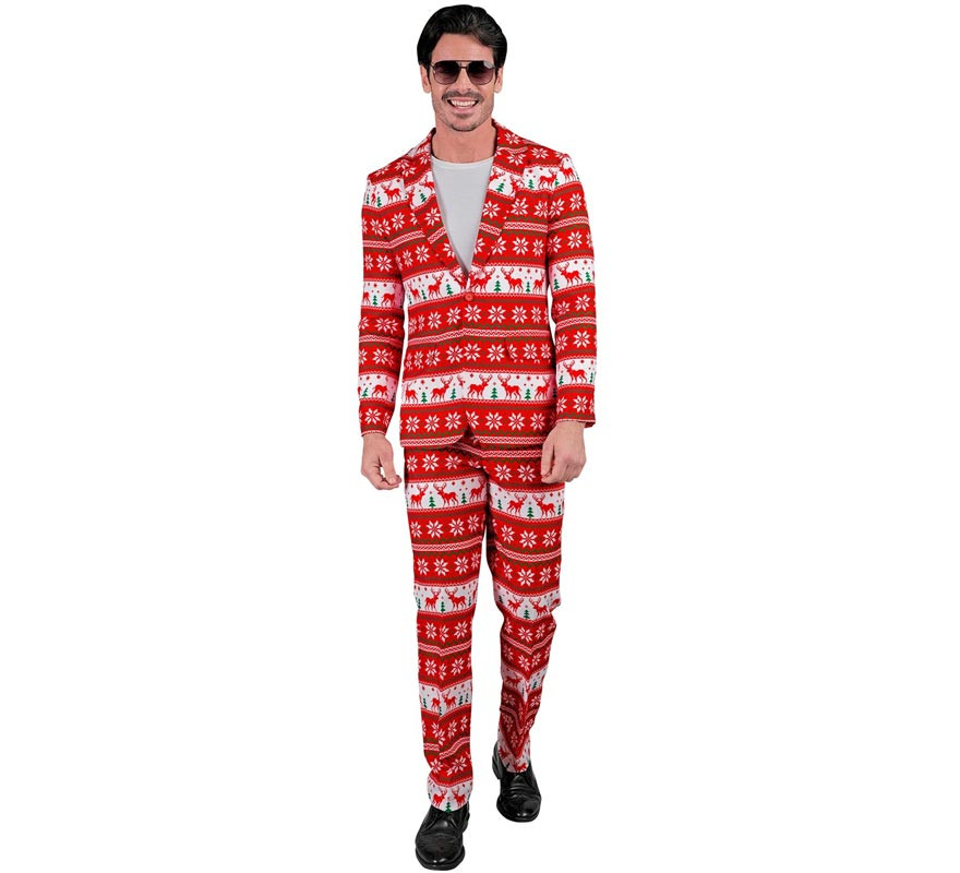 Men's Red and White Merry Christmas Funny Suit