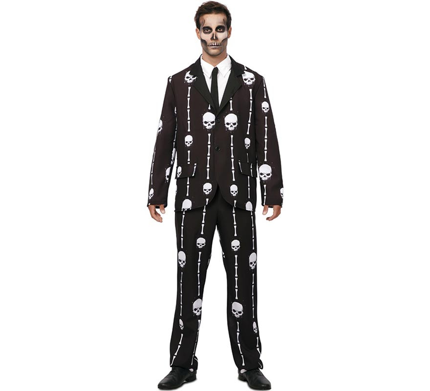 Funny black skull and bones costume for men