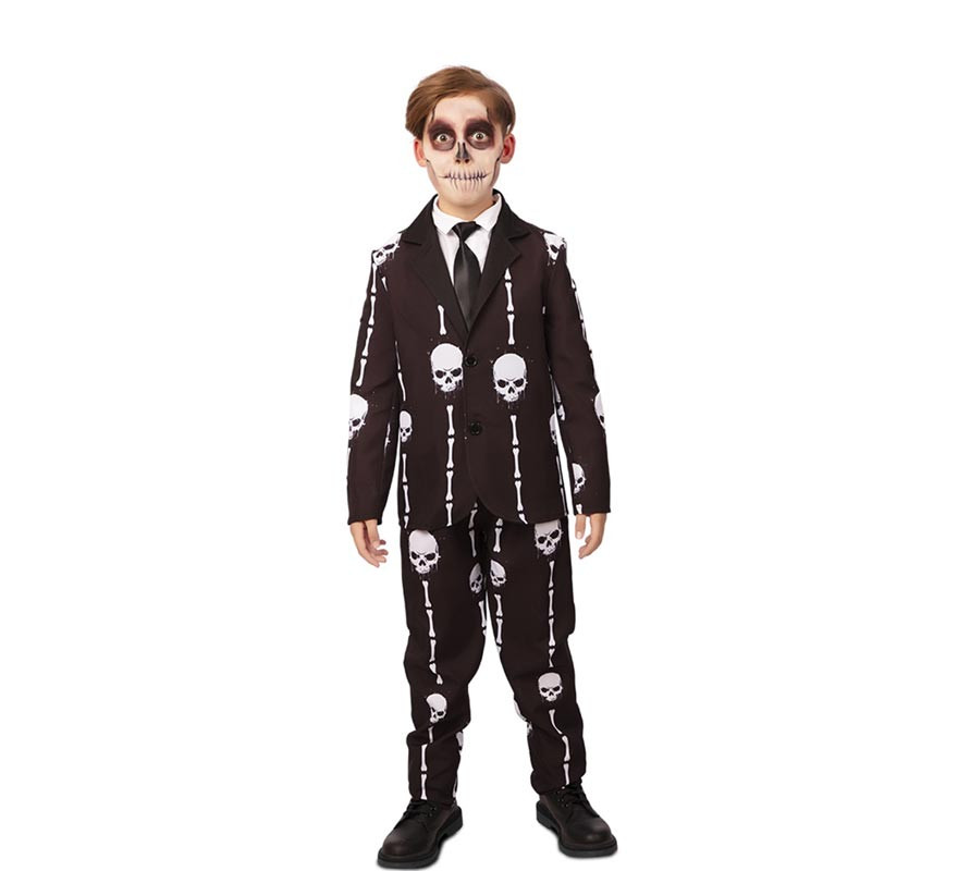 Black Skull and Bones Fun Costume for Boys