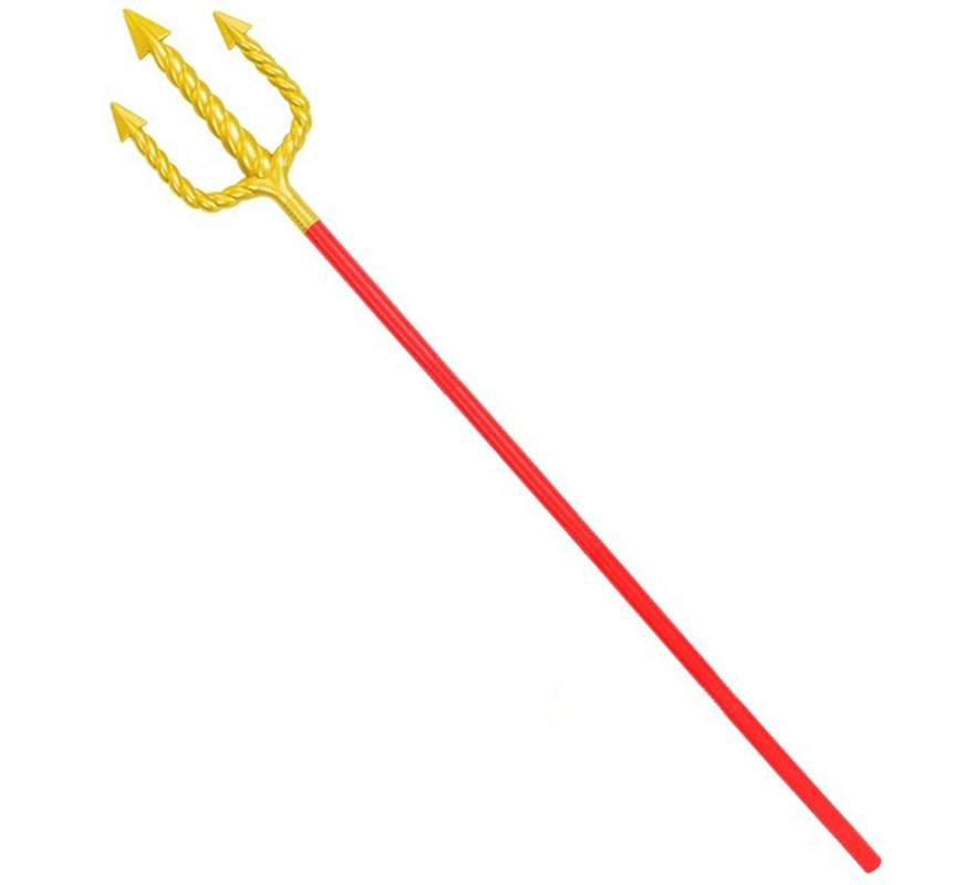 Tridente dorado y rojo de 137 cm