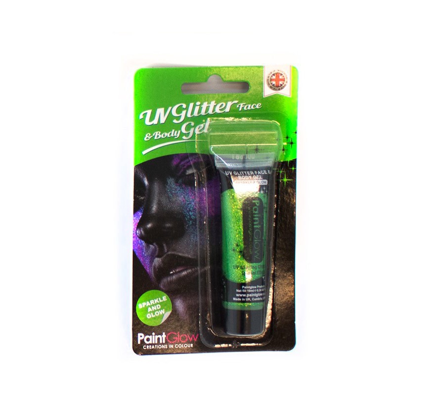 Tubo de maquillaje glitter verde menta de 10 ml. 