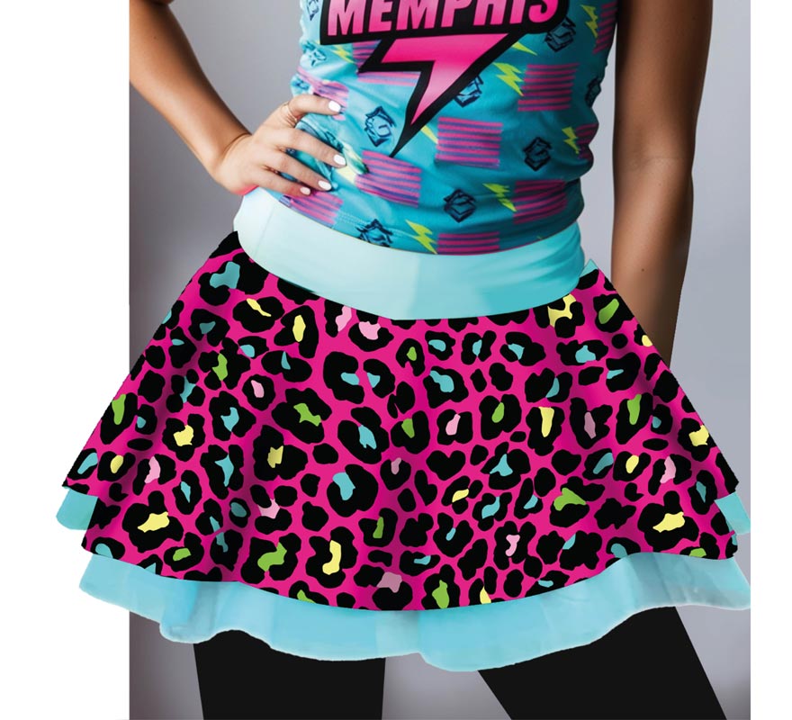 Tutú Leopardo multicolor de 40 cm para mujer