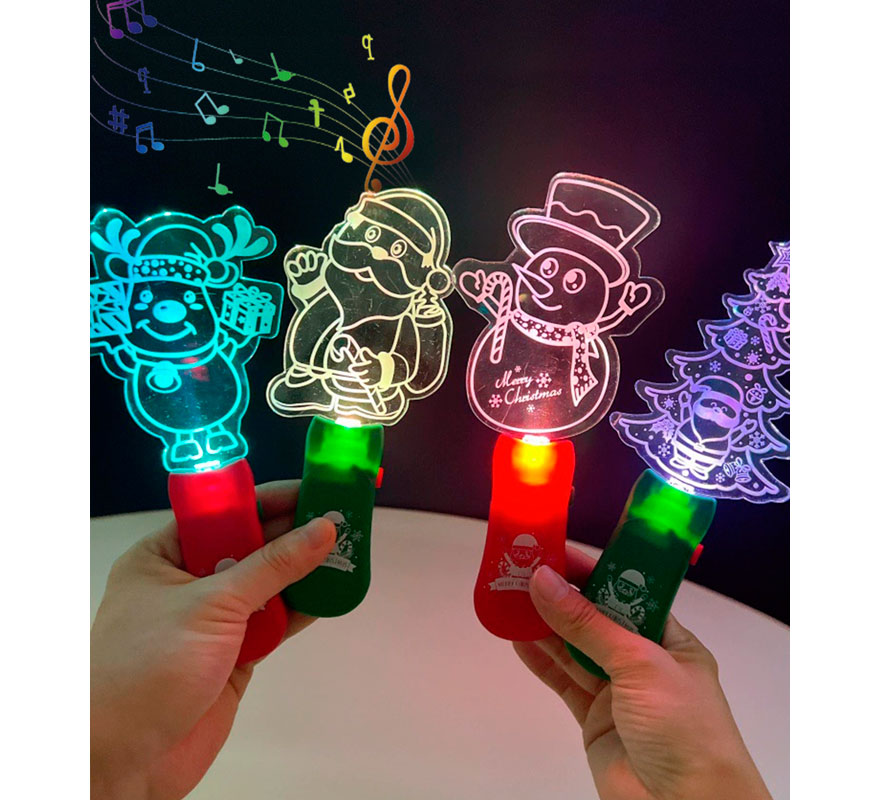 Varita Acrílica Navideña con Luz y Música modelos surtidos