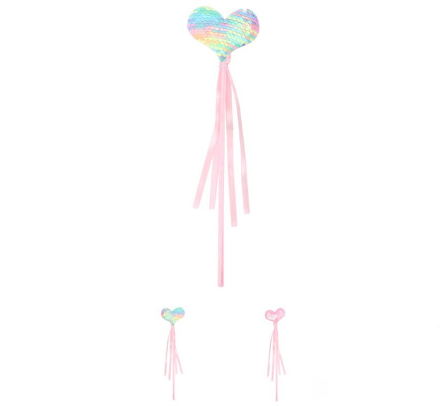 Heart wand with multicolored sequins assorted colors