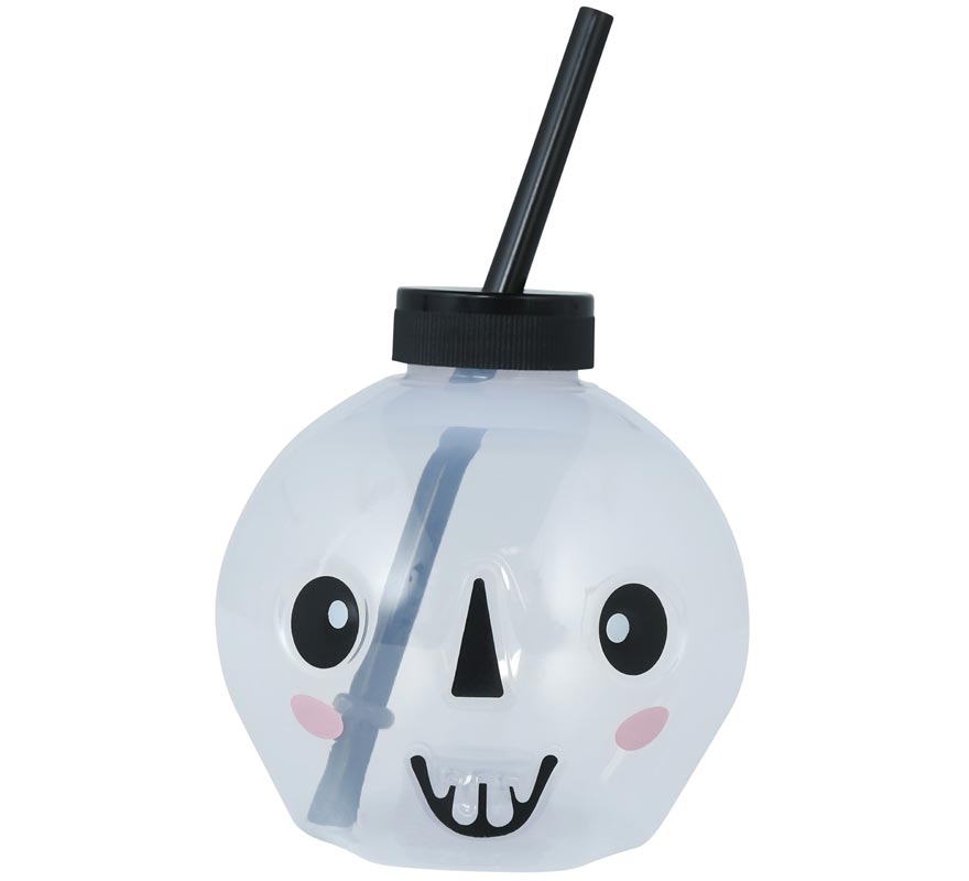 Skull Cup with Straw with LED Lighting 17 cm