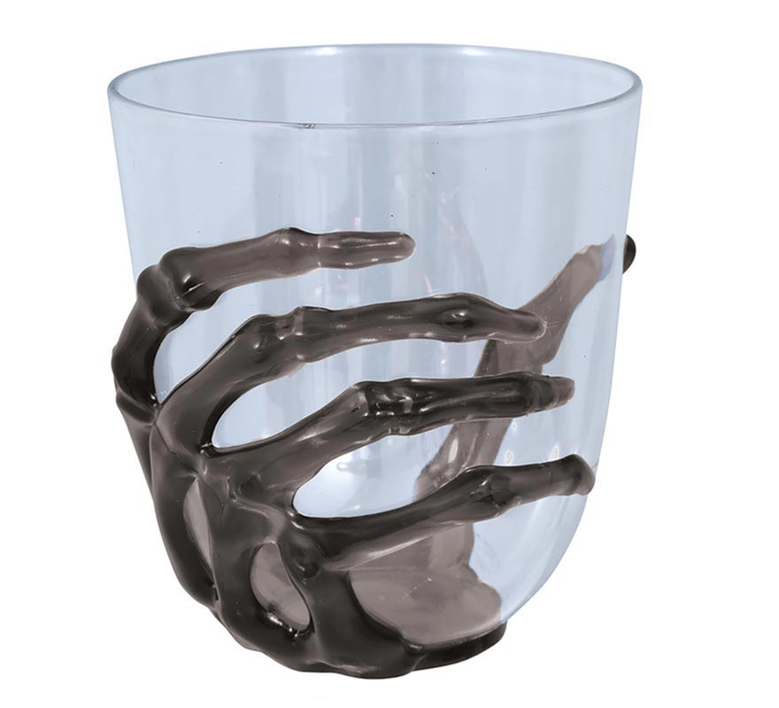 Transparent Glass with Black Skeleton Hand of 9.5 cm