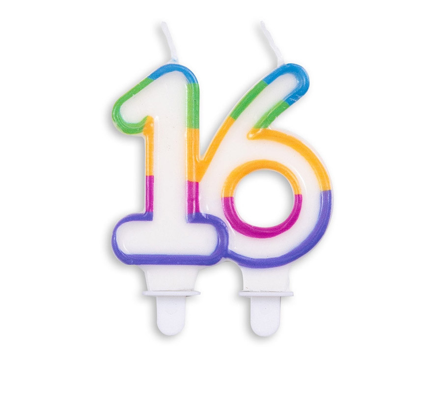 Bougies anniversaire - 16 bougies multicolores longues