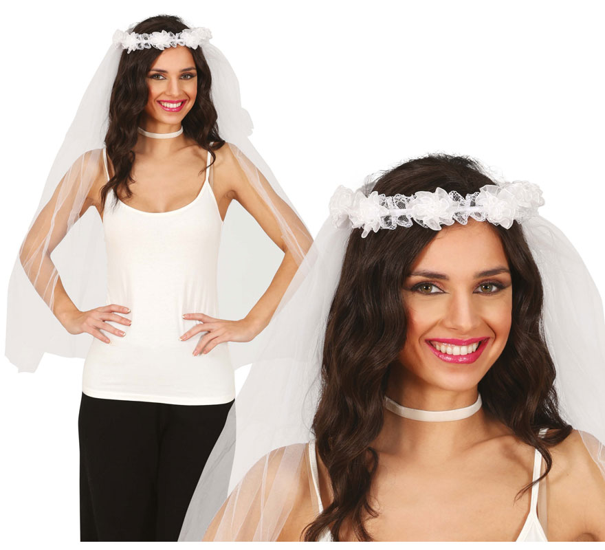 Bridal Veil with White Flower Crown