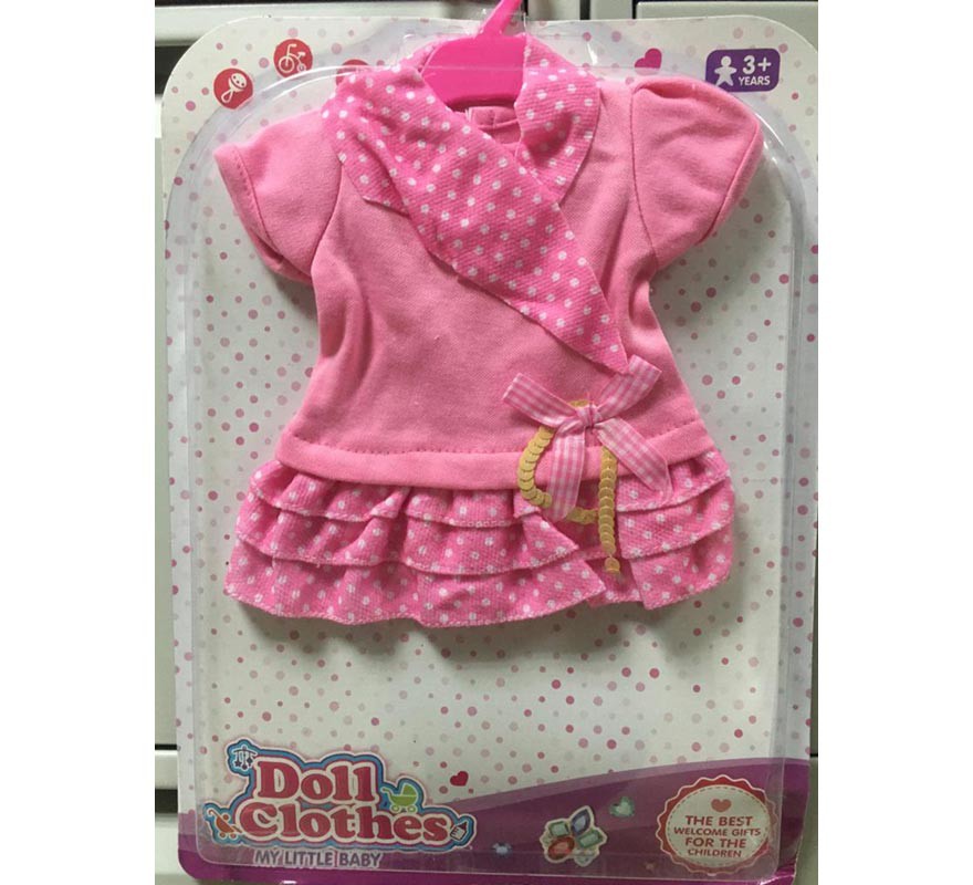 Vestido Rosa con lunares para muñeca