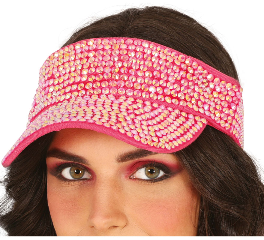 Viseira com strass em diversas cores adulto