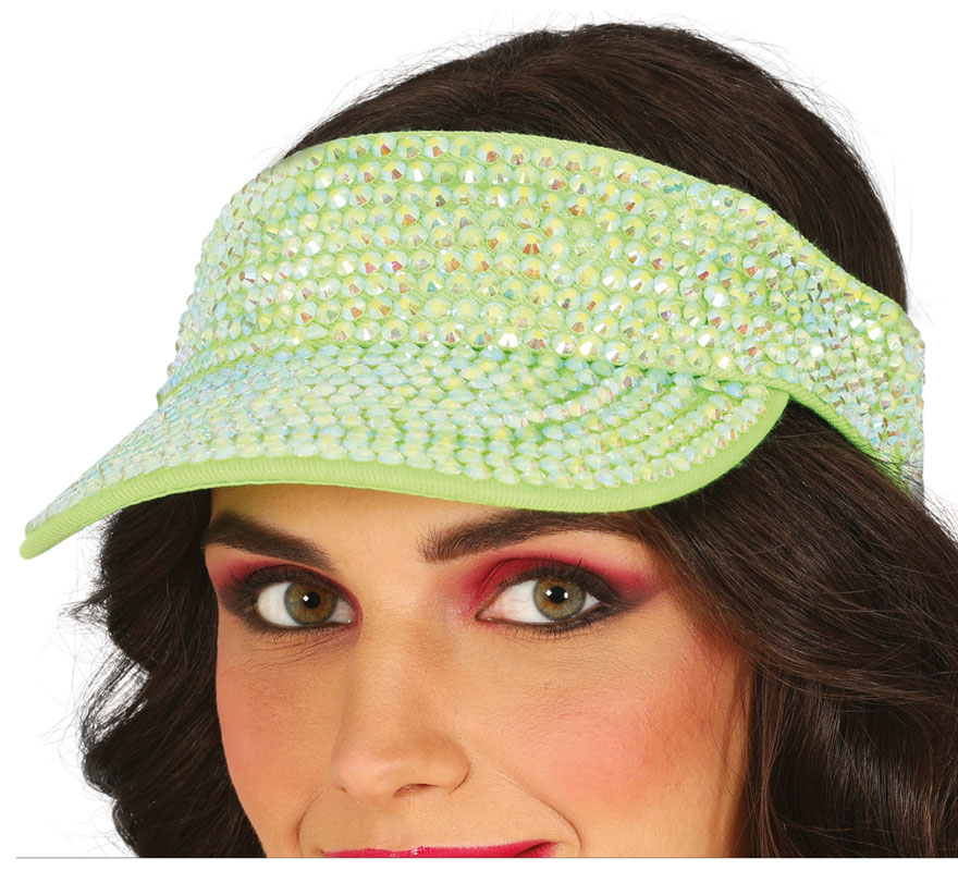 Viseira com strass em diversas cores adulto