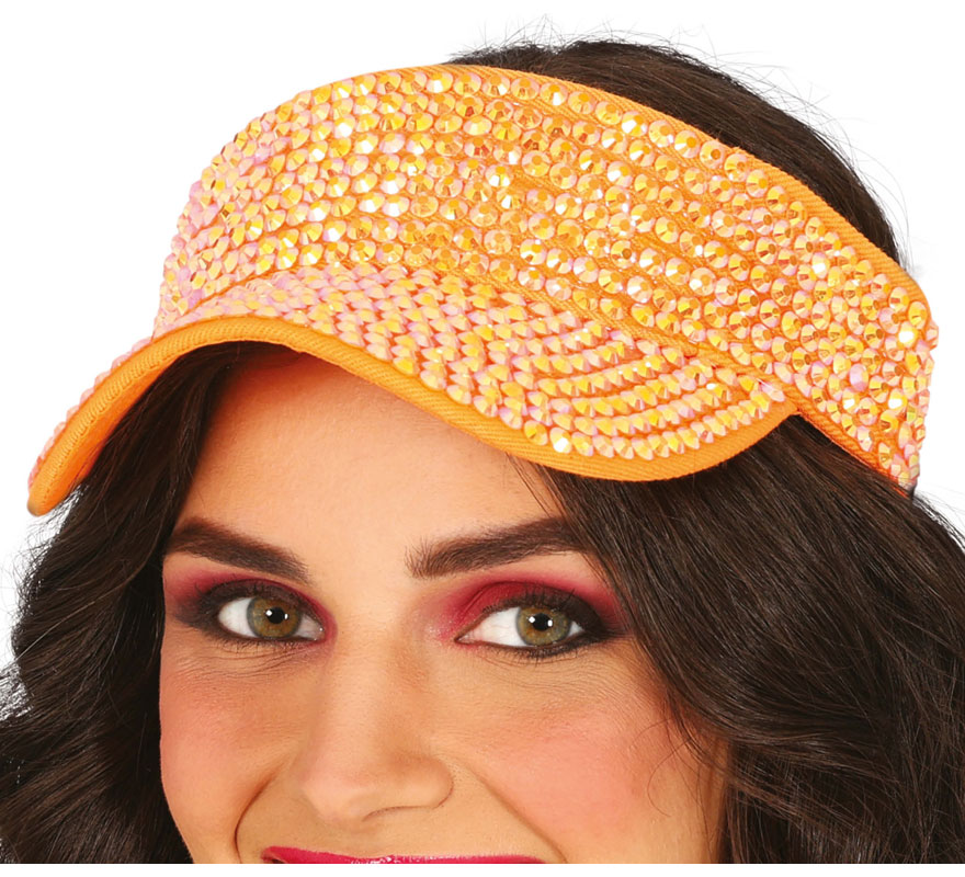 Viseira com strass em diversas cores adulto