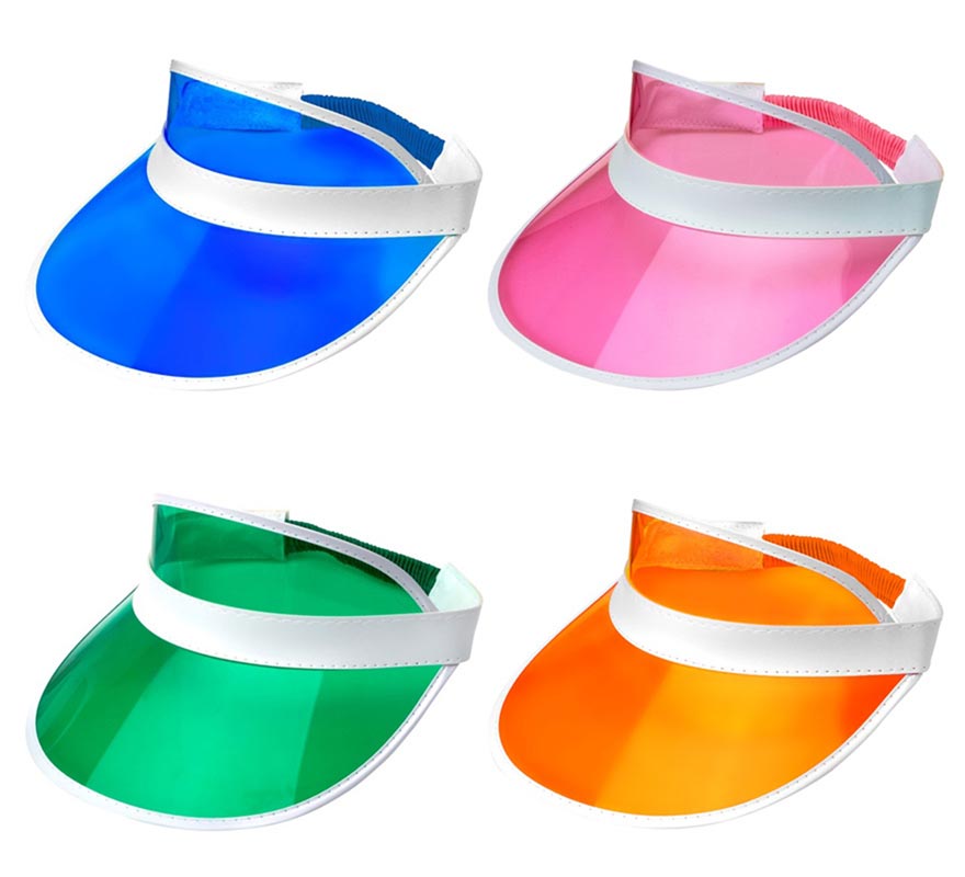 Viseira neon transparente em várias cores
