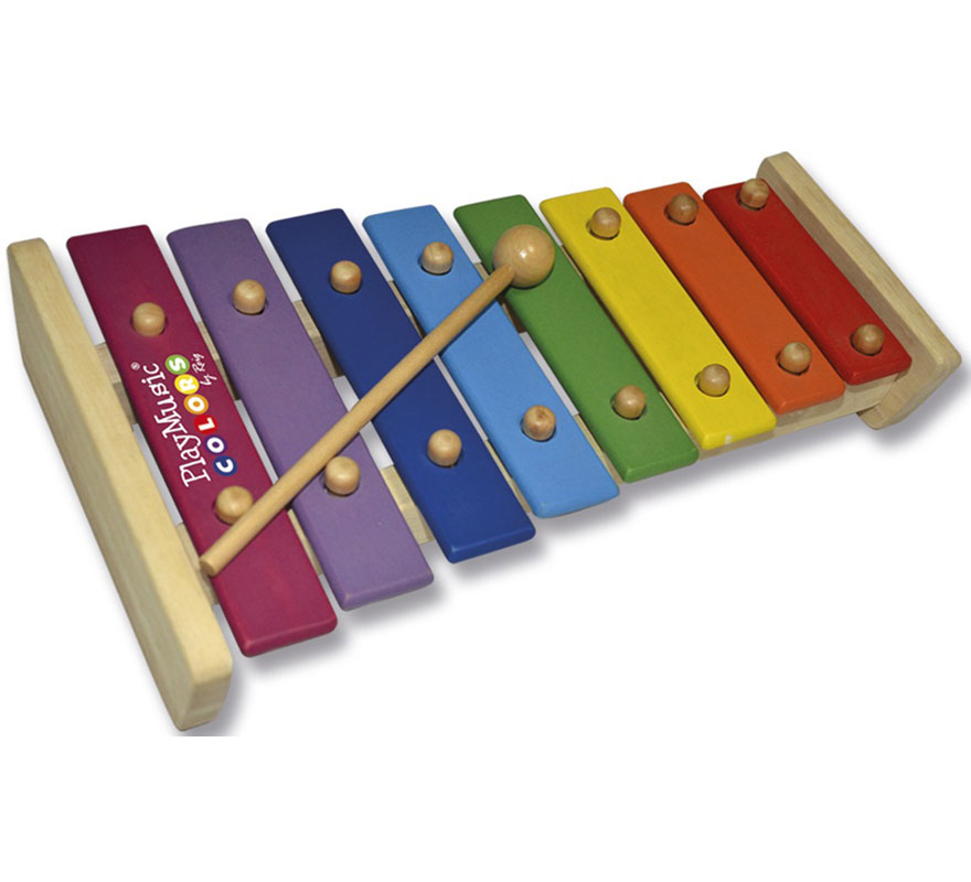 Xylophone en bois à 8 notes et 2 maillets de 23 cm